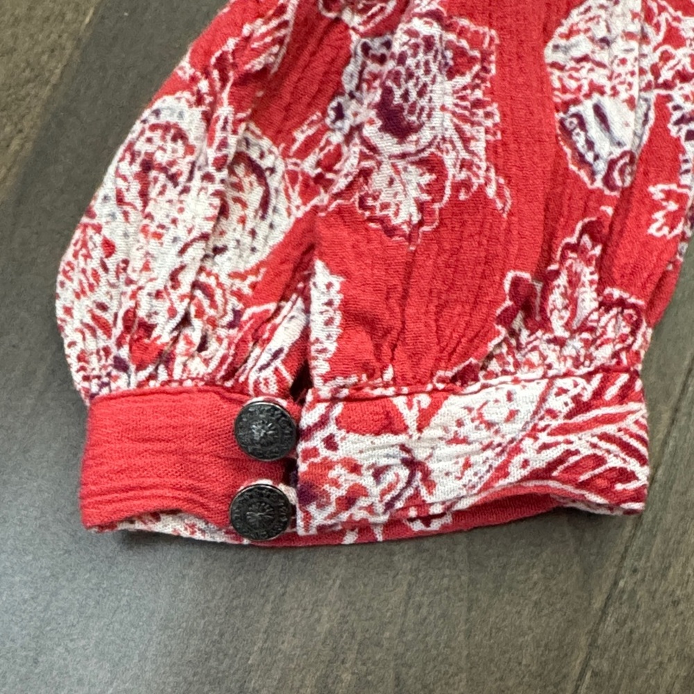 Free People Lucky Loosey Boho Mini Dress Blood Orange M - Picture 5 of 6
